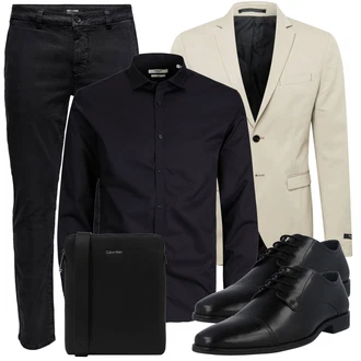 Outfit mit Schwarz/Dunkelblau Bluse Große Größe/Business Hemd/Businesshemd/Hemdbluse/Casual Hemd Jack & Jones "Business Outfits"