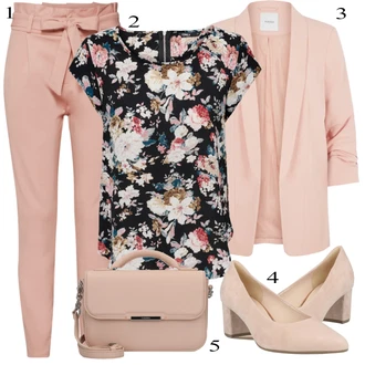 Cvjetna Moć Outfit sa Smeđa/Pink/Crvena Bluza Kratkih Rukava/Bluza Vrh/Bluza s Uzorkom/Bluza s Printom/Tunika Kratkih Rukava/Tunika Majica Only "Elegantan zimski outfit"