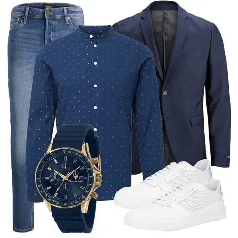 Dunkelblau/Hellblau Anzug Sakko/Anzug/Kostüm Jack & Jones kombinieren