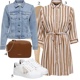 Outfit s Bílá/Krémová Bota Teniska se Třpytkami/Kožené tenisky/Úzká teniska/Nízká Teniska/Letní tenisky/Teniska s dírkovaným vzorem Guess "Jarní Outfit"