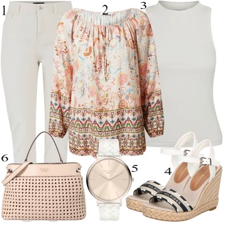 Outfit s Krémová/Bílá/Khaki/Béžová Mom Jean/Kotníková Bota/Zužující se Džíny/High Waist Džínové Kalhoty/Džíny s Rozparkem/Kožená bunda/Zimní bunda/Zkrácené Džíny/Termální Džíny/Motorkářské Džíny/Dad Džíny Pieces "Jarní Outfit"