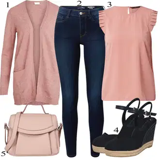 Outfit s Šedá Dlouhý Zimní Kabát/Dlouhé Kardigany/Zvonová Kalhoty/Doplňek/Batoh/Taška Přes Rameno/Dlouhá tylová sukně ESPRIT "Jarní Outfit"