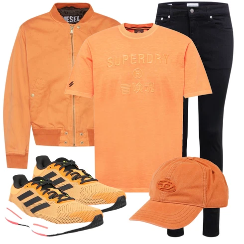 Große Größe Superdry kombinieren mit Schwarz Sportschuh Adidas Performance