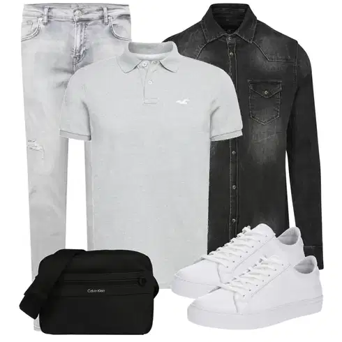 Schwarz/Dunkelgrau/Grau Bluse Große Größe/Jeanshemd/Bluse und Tunika Brandit kombinieren