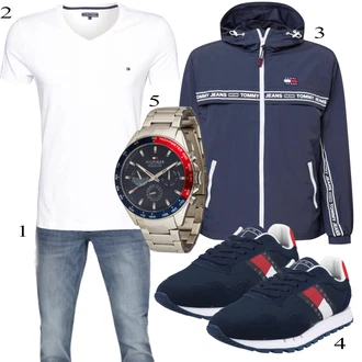 outfit mit Bela Srajca Tommy Hilfiger "Praktičen videz"