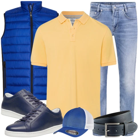 Weiß/Orange Poloshirt Brax kombinieren
