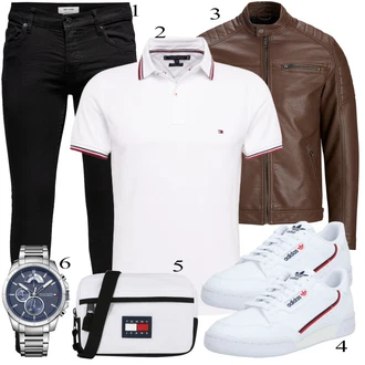 outfit mit Črna Usnjena Jakna Jack & Jones "Vsakdanja oblačila"