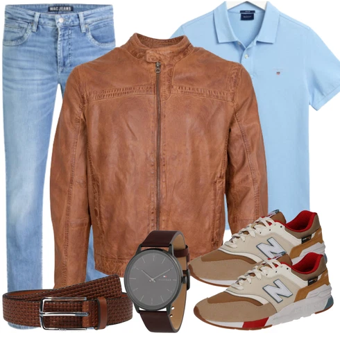 Grau/Weiß Jeans MAC kombinieren mit Braun Schuh Sneaker New Balance