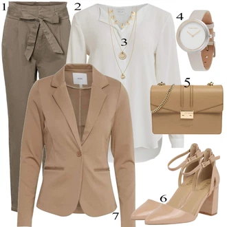 Outfit s Šedá/Hnědá/Béžová/Bílá/Krémová/Khaki Oversize Halenka/Halenkové Body/Blůza s knoflíčkem/Halenka s Dlouhým Rukávem/Tunikové Tričko/Slip-on Halenka/Oversize Muselínová Blůza/Halenka se Stojatým Límcem/Dlouhá Halenka Vila "Jarní Outfit"
