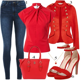 Outfit s Červená Neformální tričko warehouse "Jarní Outfit"