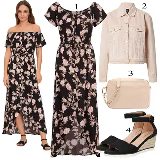 Outfity na zahradní párty Svatební host s Růžová/Hnědá/Fialová/Červená Dlouhé Letní Šaty/Zavinovací Šaty/Společenské šaty pro hosta/Šaty S Potiskem/Maxi Šaty Lascana "Jarní Outfit"