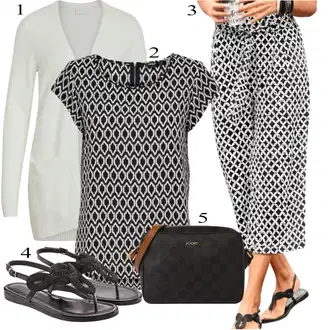 Čtvrtinový rukáv Outfit s Červená/Tmavě modrá/Černá Halenka se Stojatým Límcem/Halenka s Krátkým Rukávem/Halenka s Potiskem/Tunikové Tričko/Tunika s Krátkým Rukávem/Vzorovaná Halenka Only "Jarní Outfit"