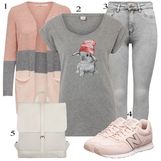 Outfit sa Pink/Bež/Plava/Siva Tenisica New Balance "Zimski Outfit"