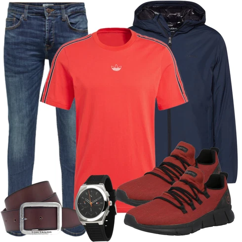 Blau/Hellblau/Dunkelblau Slim Fit Jeans/Herren Lederjacke/Tapered-Jeans/Biker Jeans/Winterjacke/Lederjacke/Leder Schuhe/Low Rise Jean/Thermojeans/Jeans mit Schlitz/Low Waist Jean/Vintage Jeans Only & Sons kombinieren mit Rot Gürtel Tom Tailor
