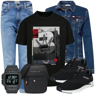 Outfit mit Blau Große Größe Mustang "Freizeit Outfit"
