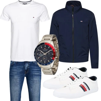Outfit mit Weiß Sneaker Tommy Hilfiger "Freizeit Outfit"