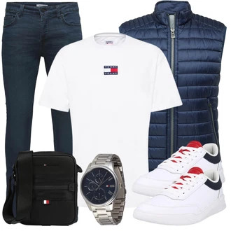 Outfit mit Weiß Sneaker Tommy Hilfiger "Freizeit Outfit"