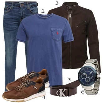outfit mit Črna Usnjena Jakna Jack & Jones "Praktičen videz"