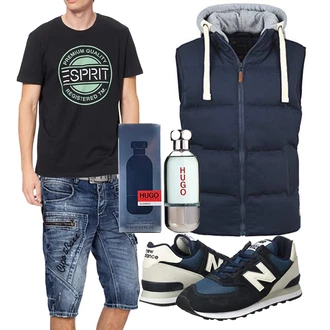 Old Money Outfit mit Blau/Dunkelblau Jeans Short/Bermuda/Cargo Short/Kurze Hose/Capri/Baggy Short Cipo & Baxx "Freizeit Outfits"Look: Casual, Schick, Stil, Coole, Hip Hop, Old Money, Empire, Moderne, Techno, Schön, Unisex, Premium, Trendige, Reggaeton, Workwear, Sexy, Smart Casual