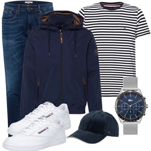 Grau/Dunkelblau/Creme/Hellblau/Weiß T-Shirt & Top/T-Shirt Ringelshirt Tommy Hilfiger kombinieren