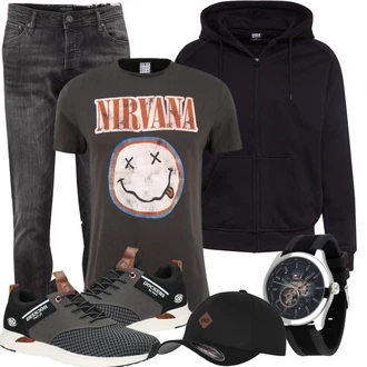 Outfit mit Grau/Hellgrau/Dunkelgrau Lederjacke/Slim Fit Jeans/Low Rise Jean/Low Waist Jean/Leder Schuhe/Biker Jeans/Jeans mit Schlitz/Winterjacke/Knöchelstiefel/Push up Jeans/Damen 7/8-Länge Jeans/Cropped Jeans Jack & Jones "Praktischer Look"
