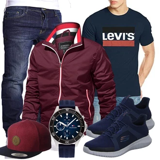 Outfit mit Rot Hut Volcom "Freizeit Outfits"