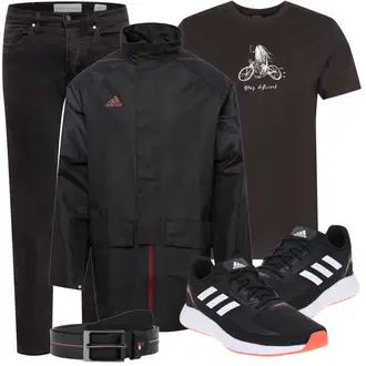 Outfit mit Schwarz/Dunkelgrau/Grau/Khaki Damen 7/8-Länge Jeans/Knöchelstiefel/Biker Jeans/Cropped Jeans/Girlfriend Jeans/Jeans mit Schlitz/Regular-Fit Jeans/Lederjacke/Slim Fit Jeans/Straight Leg Jean/Leder Schuhe/Tapered-Jeans/Thermojeans/Herren Lederjacke/Winterjacke young poets "Freizeit Outfits"