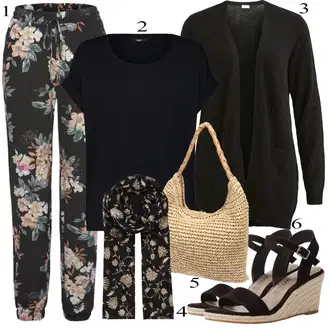 Outfity pro zábavu S křivkami s Černá/Tmavě modrá Pletenina veľkej veľkosti Vila "Jarní Outfit"