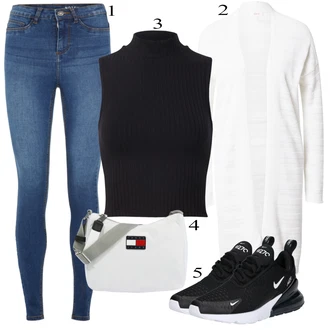 Air Max 270 Outfit s Šedá/Tmavě modrá/Tmavě šedá/Modrá Bota na kolo/Golfová bota/Bota na fitness/Kopačka na umělý povrch/Bota do vody/Přibližovací bota/Bota barefoot Nike Sportswear "Jarní Outfit"