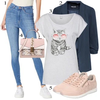 Outfit s Růžová/Béžová/Modrá Teniska Gabor "Jarní Outfit"