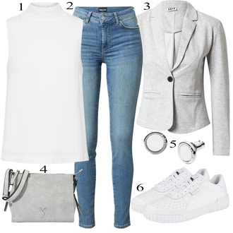 Outfit s Šedá Dlouhý Svetr/Pončo/Oblek/Dlouhý Zimní Kabát/Dlouhé Kardigany/Dlouhá tylová sukně JdY "Jarní Outfit"