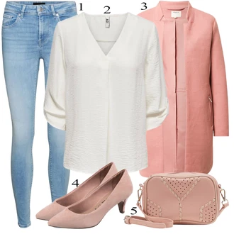 Outfit sa Bijela/Krem/Bež Košulja od muslina/Košulja s Bluzom JdY "Zimski outfit"
