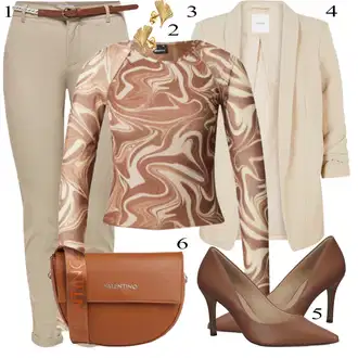 Outfit sa Bež Remen/Hlače Visokog Struka/Chino Hlače/Veći Broj Only "Zimski Outfit"