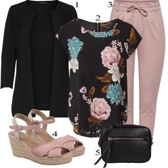 Outfit s Černá Pletenina veľkej veľkosti/Kabát/Tunika Only "Jarní Outfit"