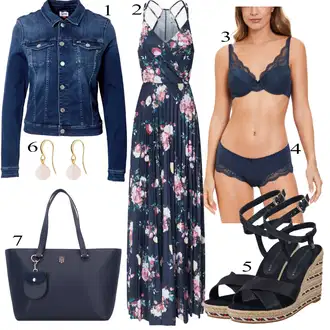 Western outfit mit Temno modra/Svetlo modra/Modra Denim Jakna/Kratka Denim Jakna/Vintage Jakna Tommy Jeans "Oblačila za pomlad"Look: Nor, Lak, 90. leta, Kul, Morski, Mom, Lepo, Univerzitetni, Western, Delovna oblačila, Retro