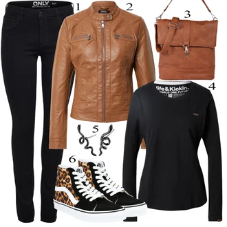 Sk8-Hi Outfit s Černá/Oranžová/Krémová Vans "Jarní Outfit"