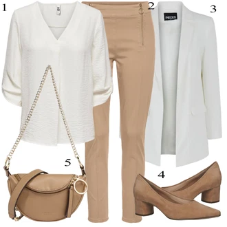 Outfit sa Bijela/Krem/Bež Košulja od muslina/Košulja s Bluzom JdY "Zimski outfit"