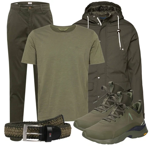 Khaki/Dunkelgrün Twill Hose/Slim Hose Jack & Jones kombinieren mit Schwarz Unkategorisiert/Übergangsjacke Revolution