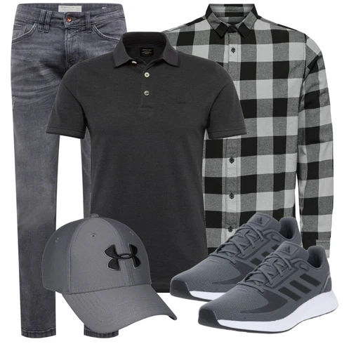 Grau/Braun/Schwarz/HellGrau FlanellHemd/Kariertes Hemd Only & Sons kombinieren