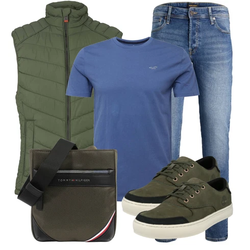 Blau/Hellblau Girlfriend Jeans/Dad Jeans/Boyfriend Jean/Straight Leg Jean/Tapered-Jeans/Vintage Jeans/Regular-Fit Jeans/Slim Fit Jeans/Mom Jean Jack & Jones kombinieren mit Schwarz Sneaker Timberland