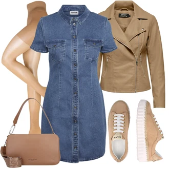 Zakopčaj dolje Denim/Traper Outfit sa Tamnoplava/Svjetloplava/Plava/Pastelne boje Traper Haljina Noisy may "Zimski outfiti"