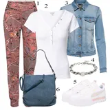 Bílá Jednoduchá Trička s Knoflíky Outfity image