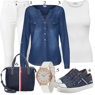 Outfit s Modrá/Tmavě Modrá/Světle Modrá Halenka Džínsová Blůza JdY "Jarní Outfit"