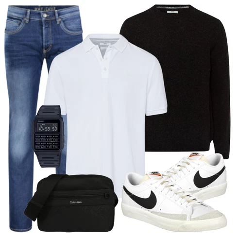 Grau Schuh Sneaker/Leder Sneaker Nike Sportswear kombinieren