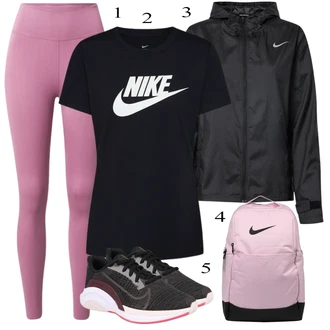 Kombinacije za sport sa Bež Nike, Crna/Siva/Tamnosiva Gore-Tex Jakna/Natjecateljska Jakna/Sportska Jakna/Outdoor jakna/Jakna Nike, Ruksak Nike, Crna Nekategorizirano Nike "Zimski outfit"