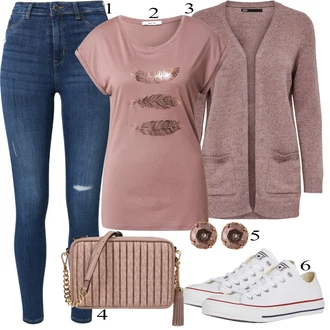 Dlouhé Outfit s Modrá Kožená bunda/Vest Dlouhý svetr/Midi Kabát Tally Weijl "Jarní Outfit"