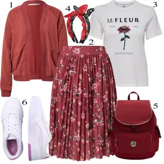 Kombinacije za zabavu sa Crvena/Vinski Crveno/Ljubičasta/Pink/Tamnocrvena Kratke hlače velike veličine/Haljina Veći Broj/Bluza i Tunika About You "Zimski outfit"