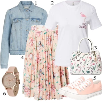 Outfit s Růžová/Béžová/Modrá Teniska Dockers by Gerli "Jarní Outfit"