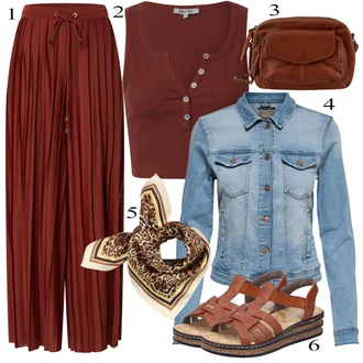 Hedvábí Outfit s Hnědá Šátek CODELLO "Jarní Outfit"