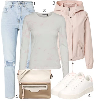 outfit mit Roza/Bež/Modra VERO MODA "Oblačila za pomlad"